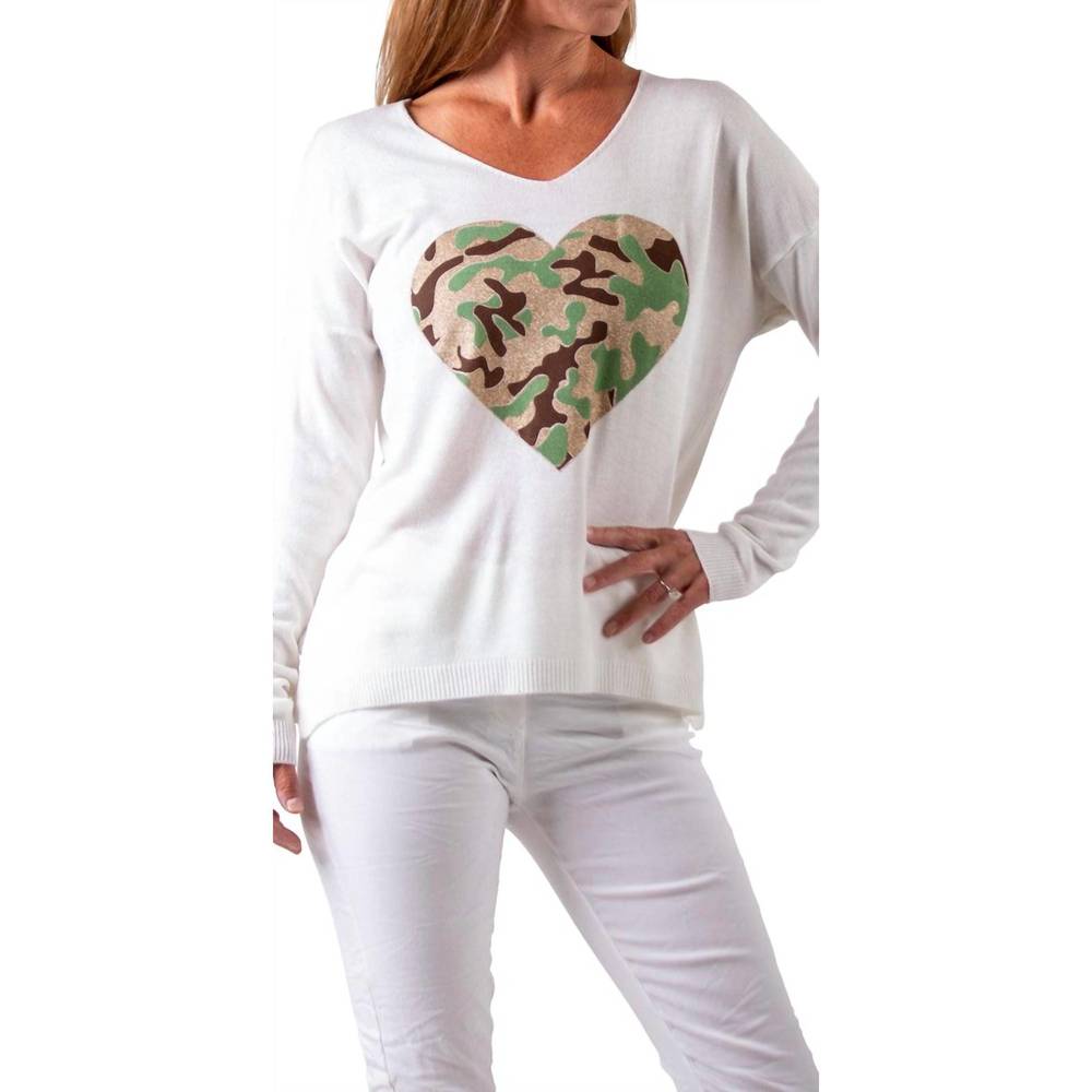 NEW GIGI MODA amore forte long sleeve sweater in white
